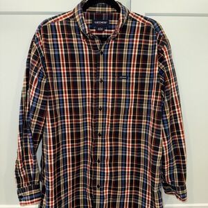 Lucchese Sport Men's Button Down Plaid Cotton Long Sleeve Shirt Western Red Blue